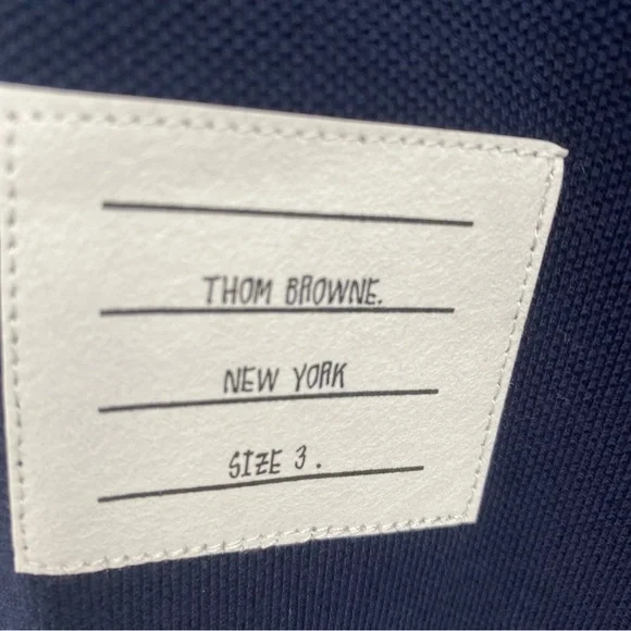 Thom Browne Blue Short Sleeve Tee with White Stripe Detail